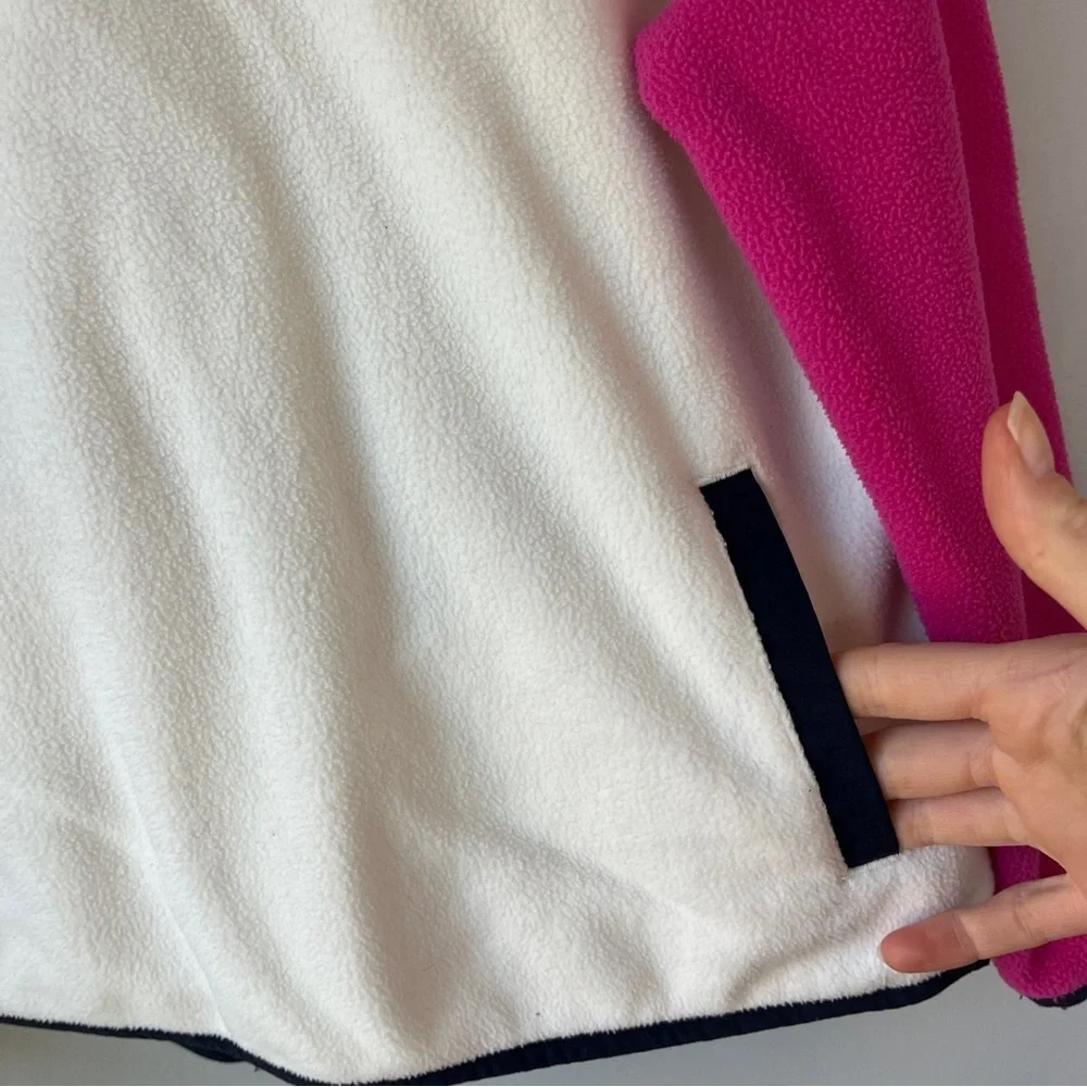 Eddie Bauer Pink and White Colorblock Fleece Pullover